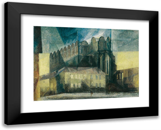 The Dome in Halle 24x19 Black Modern Wood Framed Art Print Poster by Feininger, Lyonel