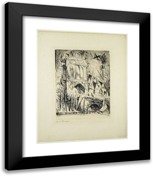 The Gate 20x23 Black Modern Wood Framed Art Print Poster by Feininger, Lyonel