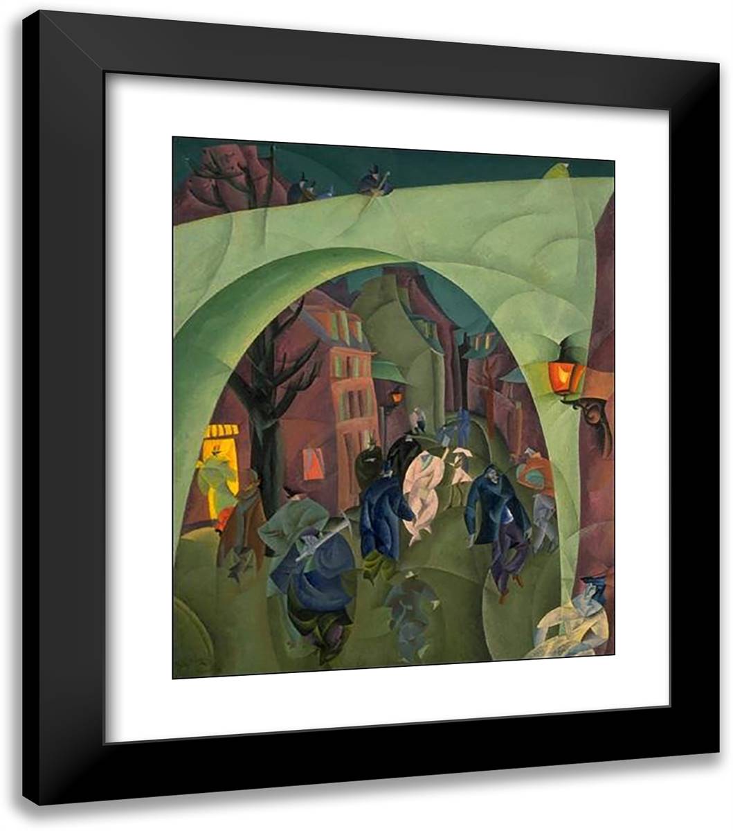 The Green Bridge II 20x23 Black Modern Wood Framed Art Print Poster by Feininger, Lyonel