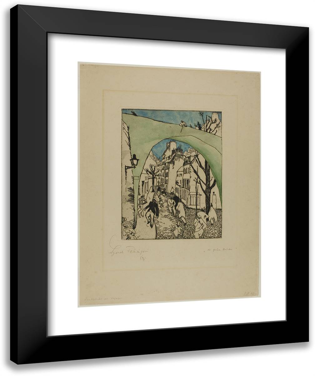The Green Bridge_1 20x24 Black Modern Wood Framed Art Print Poster by Feininger, Lyonel
