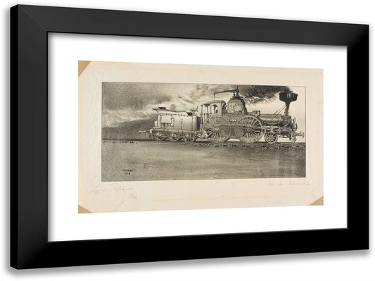 The Old Locomotive 24x18 Black Modern Wood Framed Art Print Poster by Feininger, Lyonel