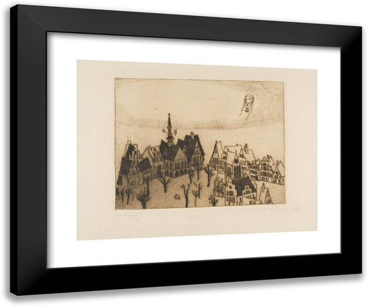 Town at the World's End 24x20 Black Modern Wood Framed Art Print Poster by Feininger, Lyonel