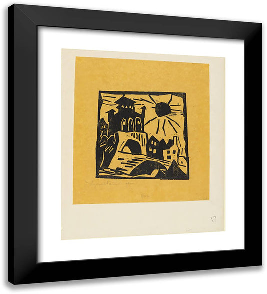Town Gate, Ribnitz (Das Tor, Ribnitz) 20x22 Black Modern Wood Framed Art Print Poster by Feininger, Lyonel