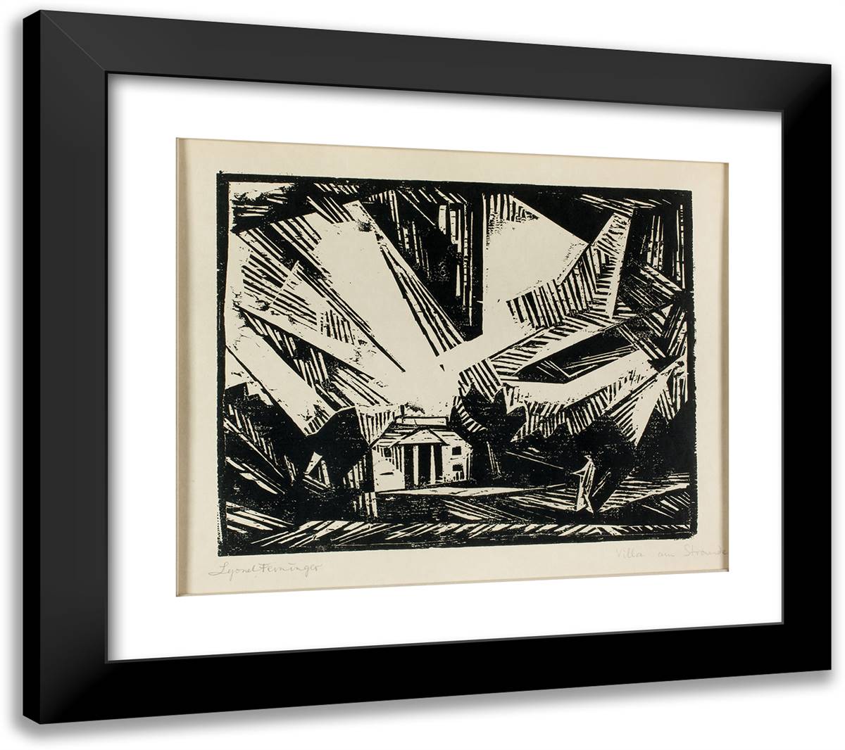 Villa Am Strande 1 22x20 Black Modern Wood Framed Art Print Poster by Feininger, Lyonel
