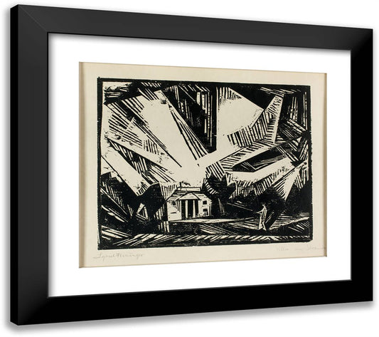 Villa Am Strande 1 22x20 Black Modern Wood Framed Art Print Poster by Feininger, Lyonel