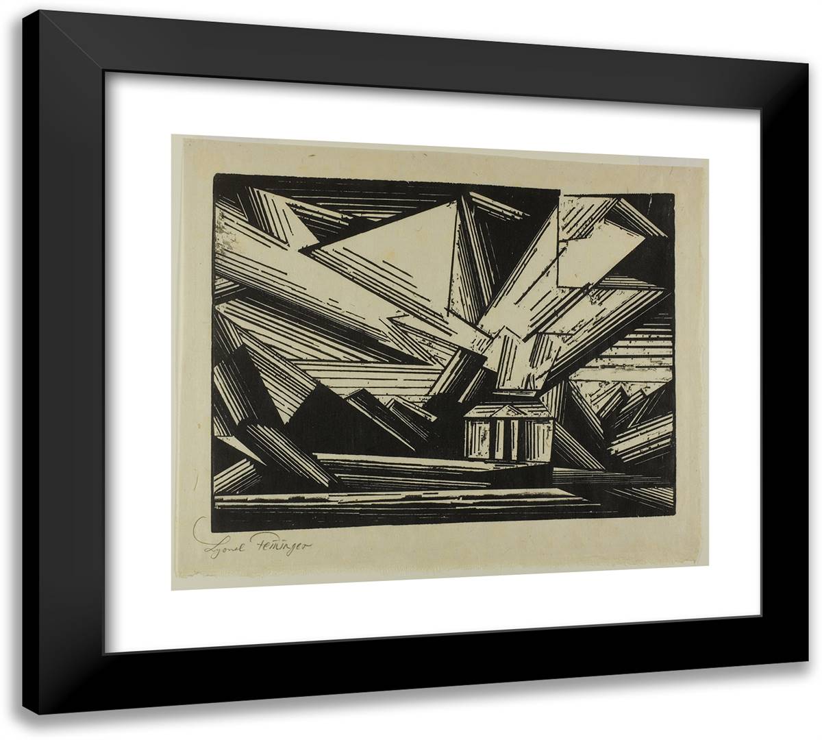 Villa on the Shore IV 22x20 Black Modern Wood Framed Art Print Poster by Feininger, Lyonel