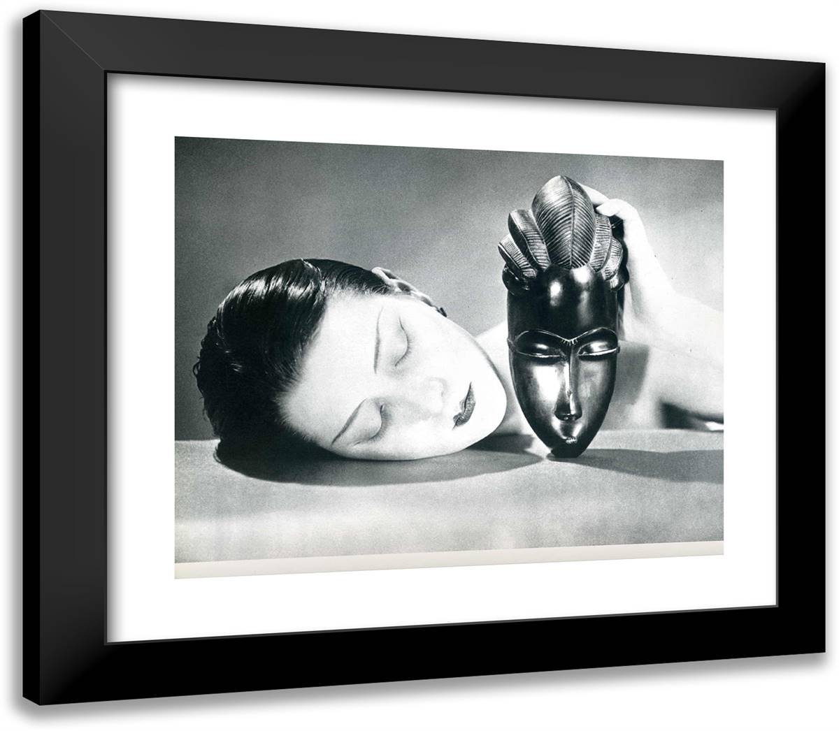 Black and White 23x20 Black Modern Wood Framed Art Print Poster by Man Ray