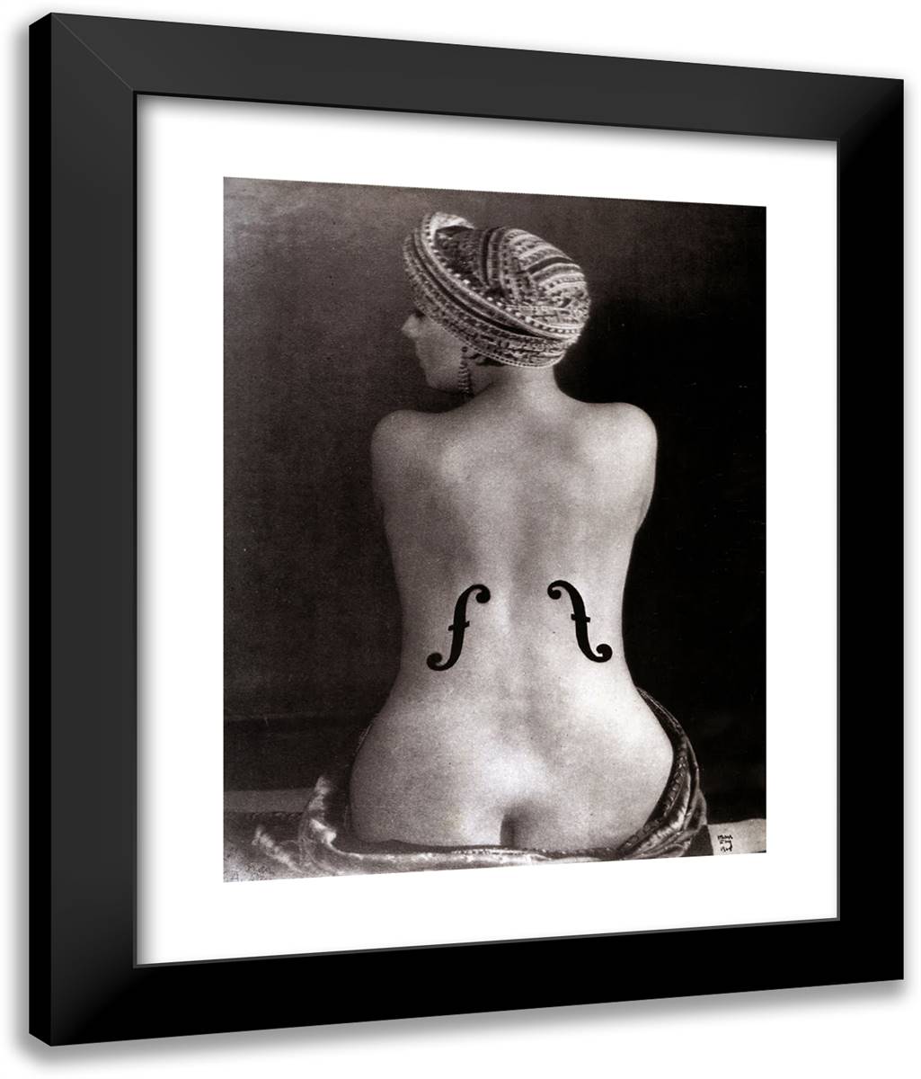 Ingre's VIolin 20x24 Black Modern Wood Framed Art Print Poster by Man Ray
