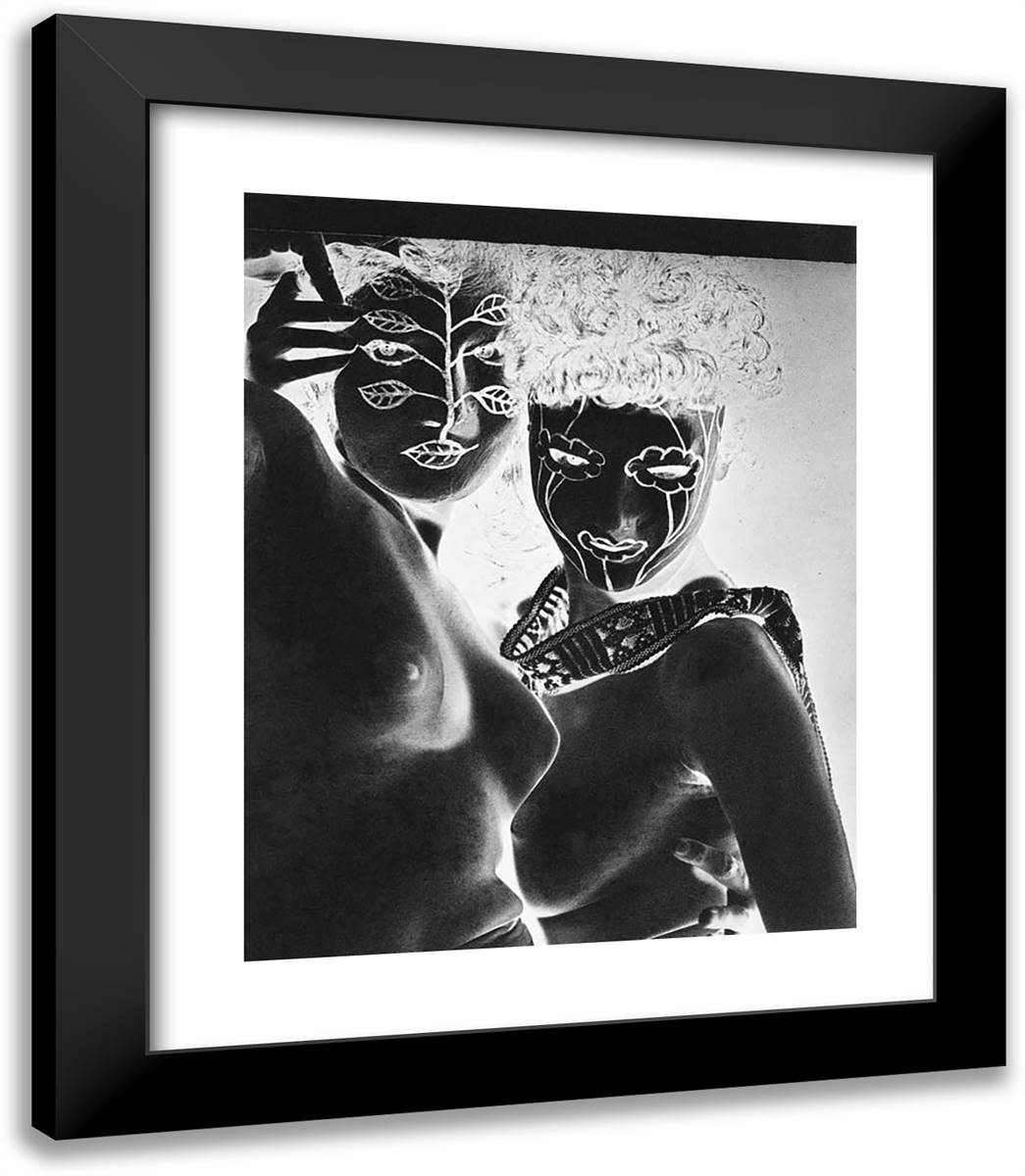 Juliet Et Margaret 20x23 Black Modern Wood Framed Art Print Poster by Man Ray