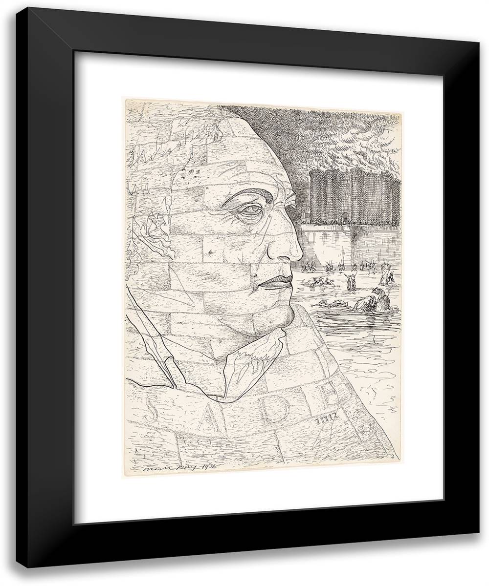Marquis De Sade 19x24 Black Modern Wood Framed Art Print Poster by Man Ray