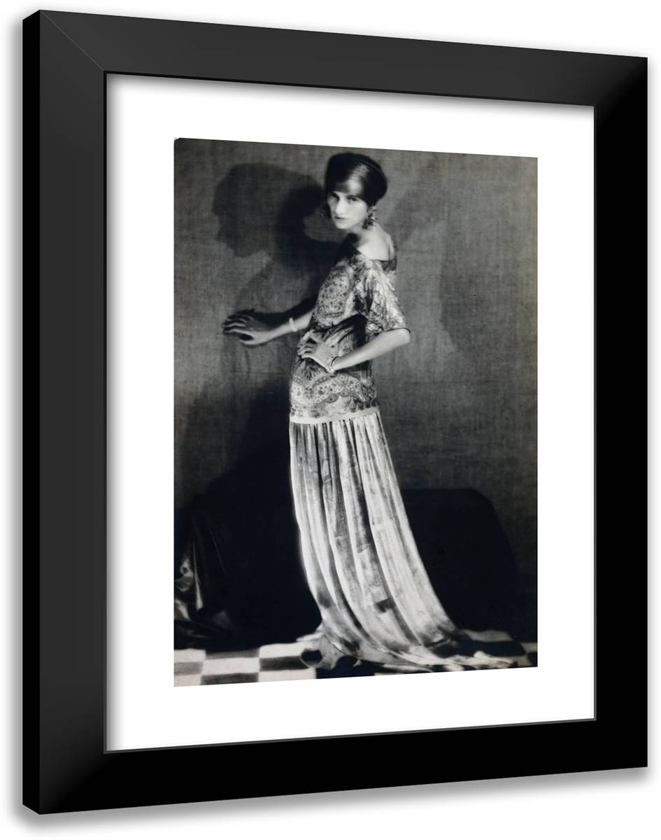 Peggy Guggenheim 18x24 Black Modern Wood Framed Art Print Poster by Man Ray