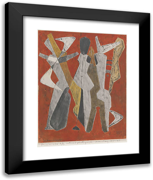 Promenade 20x24 Black Modern Wood Framed Art Print Poster by Man Ray