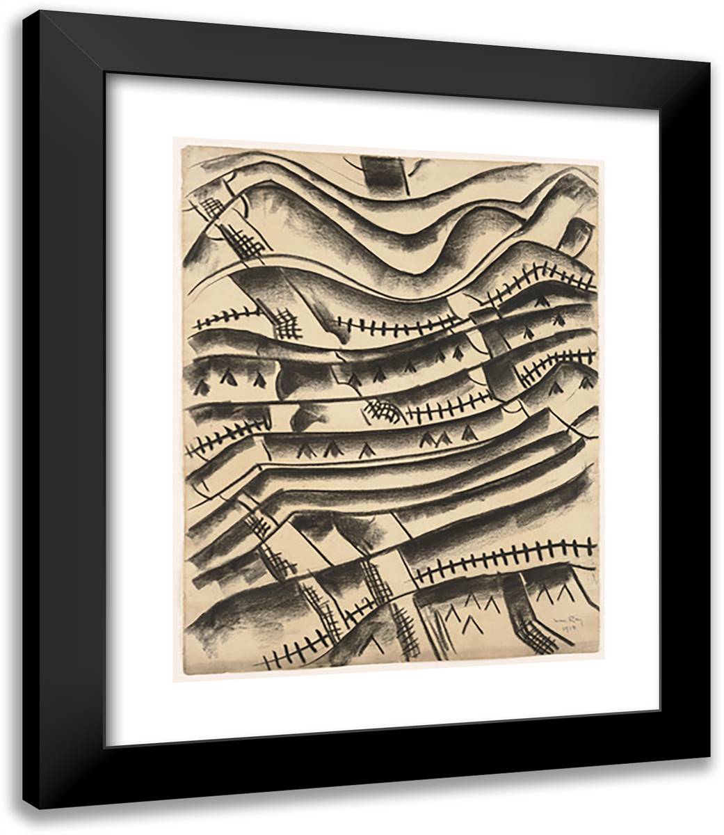 Ridgefield Landscape 20x23 Black Modern Wood Framed Art Print Poster by Man Ray