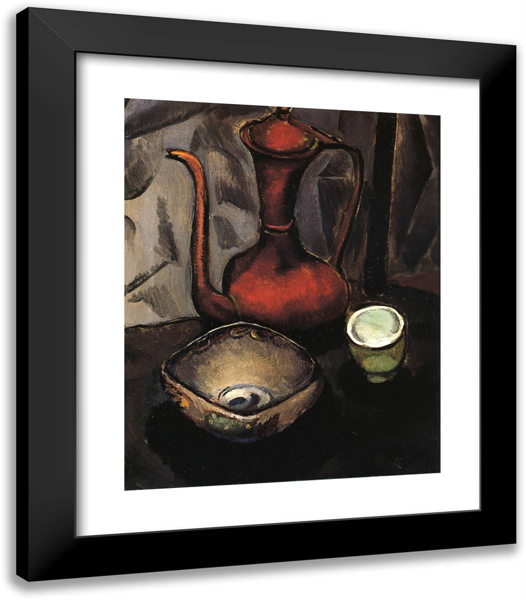 Still Life with Red Tea Kettle 20x23 Black Modern Wood Framed Art Print Poster by Man Ray