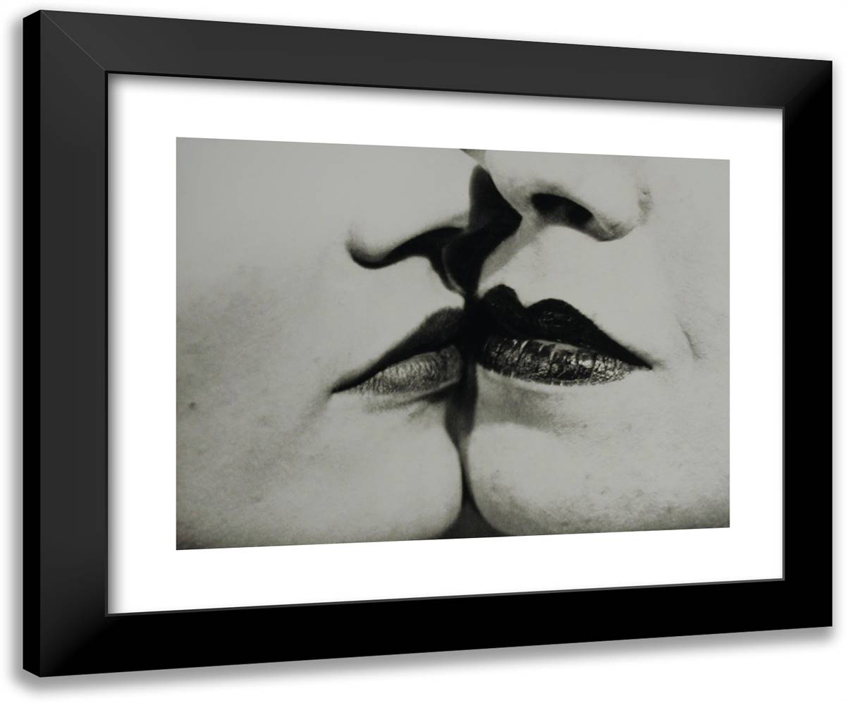 The Kiss 24x20 Black Modern Wood Framed Art Print Poster by Man Ray