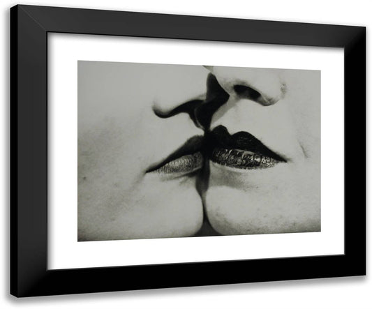 The Kiss 24x20 Black Modern Wood Framed Art Print Poster by Man Ray