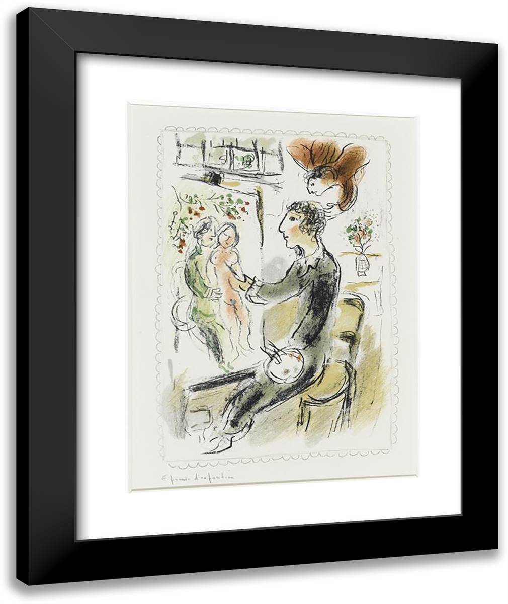 A Blue Painter 20x24 Black Modern Wood Framed Art Print Poster by Chagall, Marc