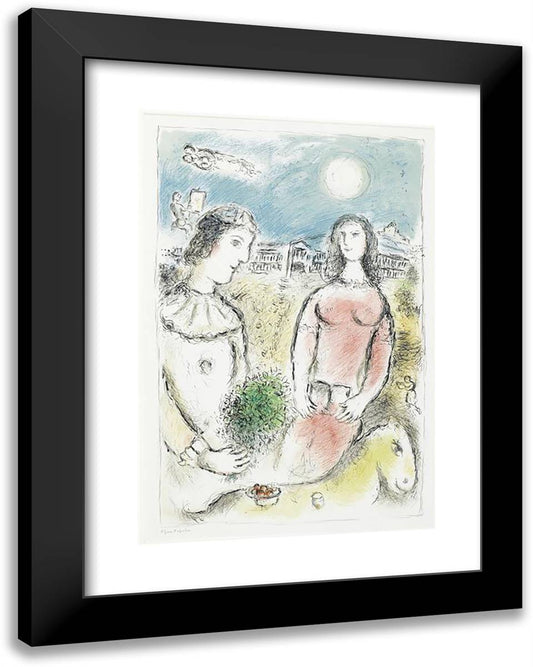 A Couple in Twilight 19x24 Black Modern Wood Framed Art Print Poster by Chagall, Marc