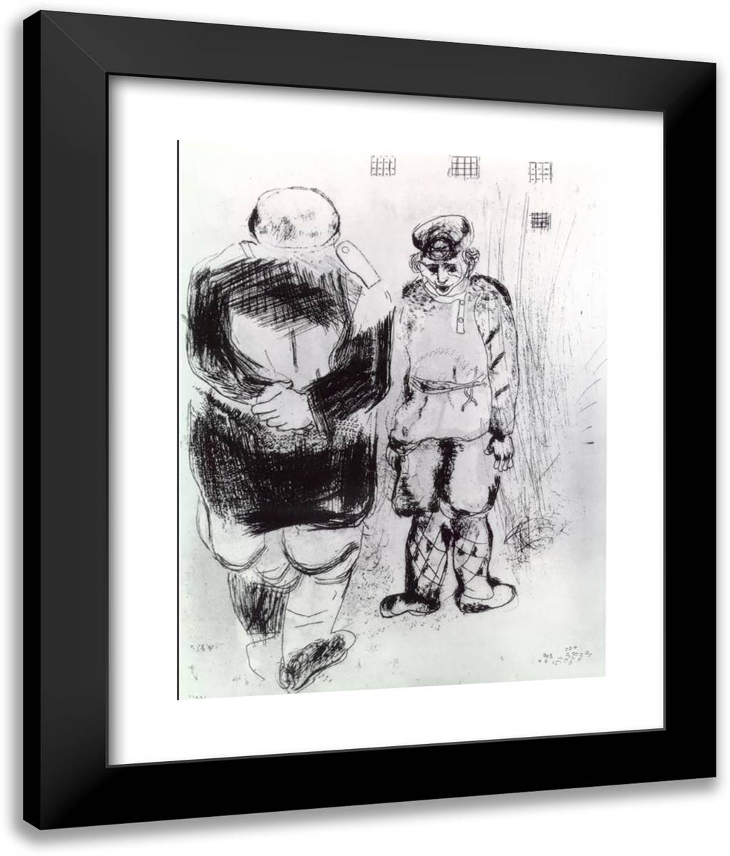 A Man Without Passport with Policeman 20x24 Black Modern Wood Framed Art Print Poster by Chagall, Marc