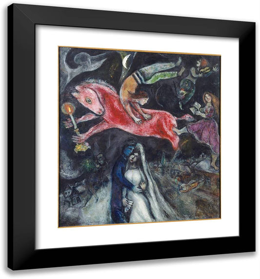 A Red Horse 20x21 Black Modern Wood Framed Art Print Poster by Chagall, Marc