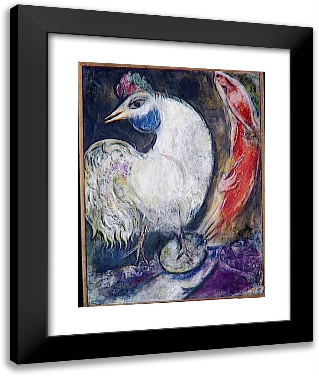 A Rooster 20x24 Black Modern Wood Framed Art Print Poster by Chagall, Marc