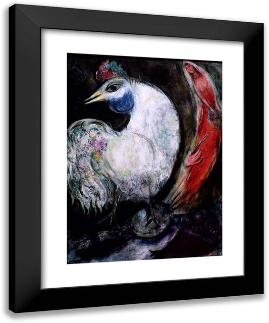 A Rooster2 19x24 Black Modern Wood Framed Art Print Poster by Chagall, Marc