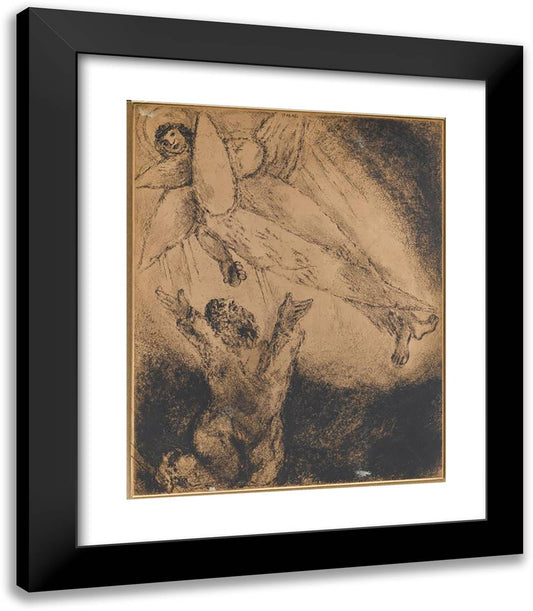 A Seraph Purify the Lips of Isaiah with a Hot Coal (Isaiah VI, 1 7) 20x23 Black Modern Wood Framed Art Print Poster by Chagall, Marc