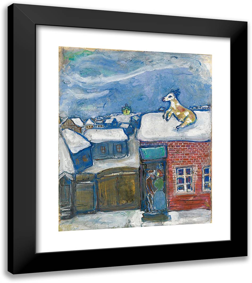 A VIllage in Winter 20x23 Black Modern Wood Framed Art Print Poster by Chagall, Marc