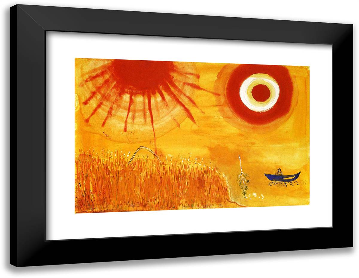 A Wheatfield on a Summer's Afternoon 24x19 Black Modern Wood Framed Art Print Poster by Chagall, Marc