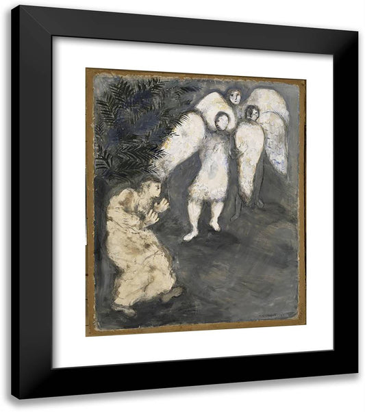 Abraham Prostrated Himself Front of Three Angels 20x23 Black Modern Wood Framed Art Print Poster by Chagall, Marc