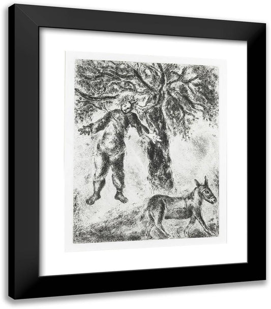 Absalom Riding on a Mule Is Caught by the Hair on the Branch of a Great Oak. (Second Samuel 189) 20x23 Black Modern Wood Framed Art Print Poster by Chagall, Marc