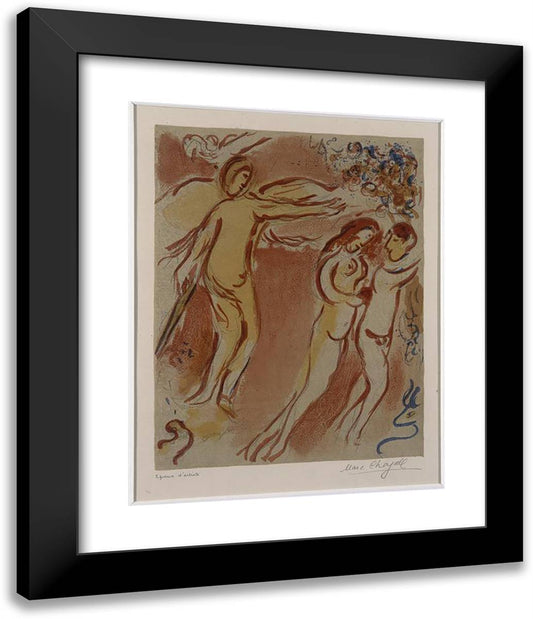 Adam and Eve Expelled from Paradise Land 20x24 Black Modern Wood Framed Art Print Poster by Chagall, Marc