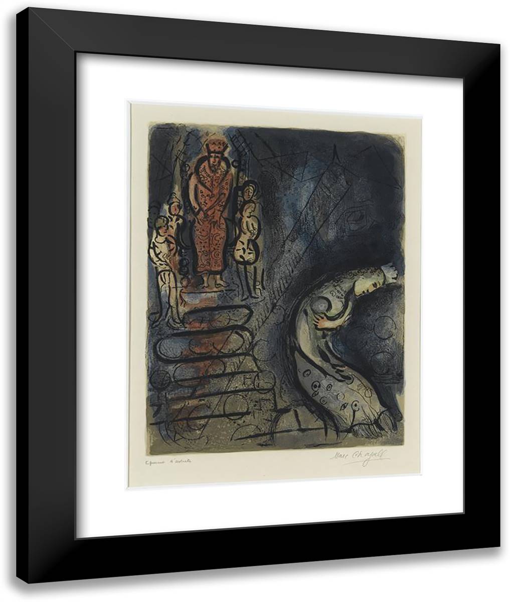 Ahasuerus Sends Vasthi Away 20x24 Black Modern Wood Framed Art Print Poster by Chagall, Marc