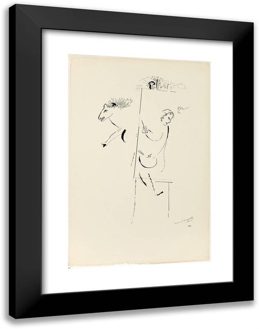 Artist, Palette and Donkey II 18x24 Black Modern Wood Framed Art Print Poster by Chagall, Marc