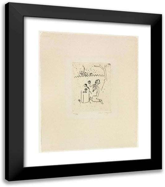 At the Mother's Tombstone, Plate Ninteen from Mein Leben 20x23 Black Modern Wood Framed Art Print Poster by Chagall, Marc