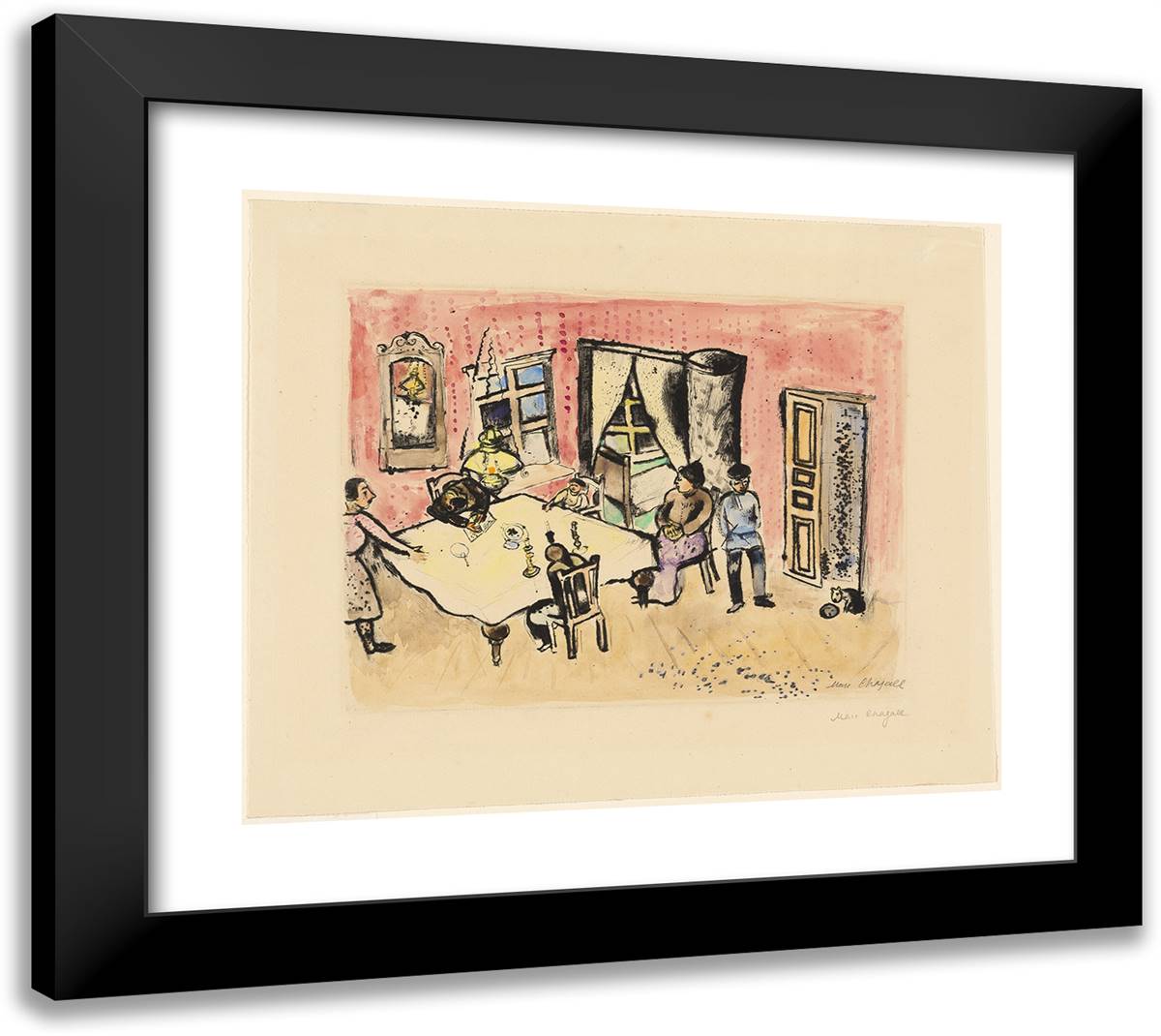 Dining Room, Plate Ten from Mein Leben 22x20 Black Modern Wood Framed Art Print Poster by Chagall, Marc