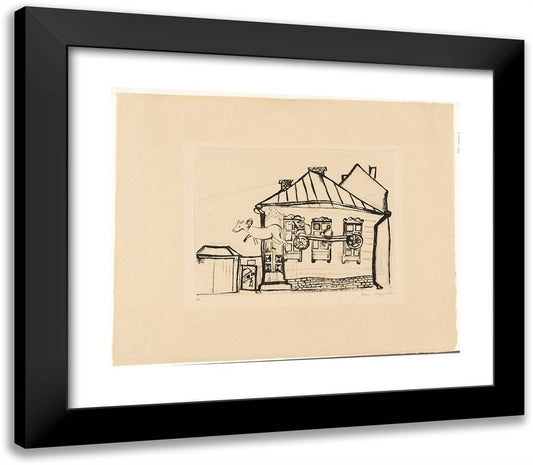 House at Witebsk, Plate Eleven from Mein Leben 23x20 Black Modern Wood Framed Art Print Poster by Chagall, Marc