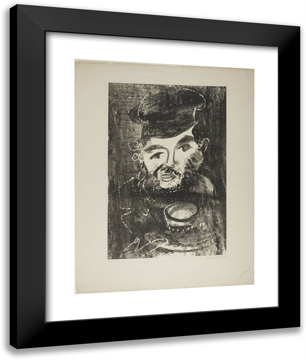 Man with Samovar 20x24 Black Modern Wood Framed Art Print Poster by Chagall, Marc