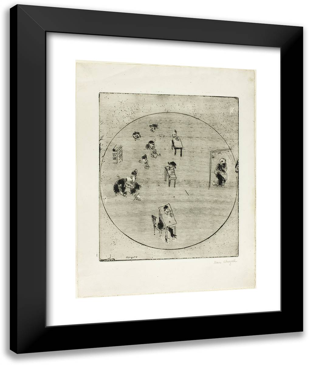 Plate 64, from Dead Souls 20x24 Black Modern Wood Framed Art Print Poster by Chagall, Marc