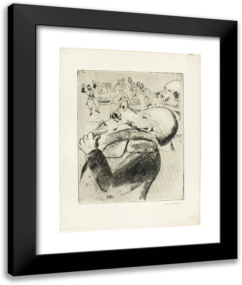 Plate 75, from Dead Souls 20x24 Black Modern Wood Framed Art Print Poster by Chagall, Marc