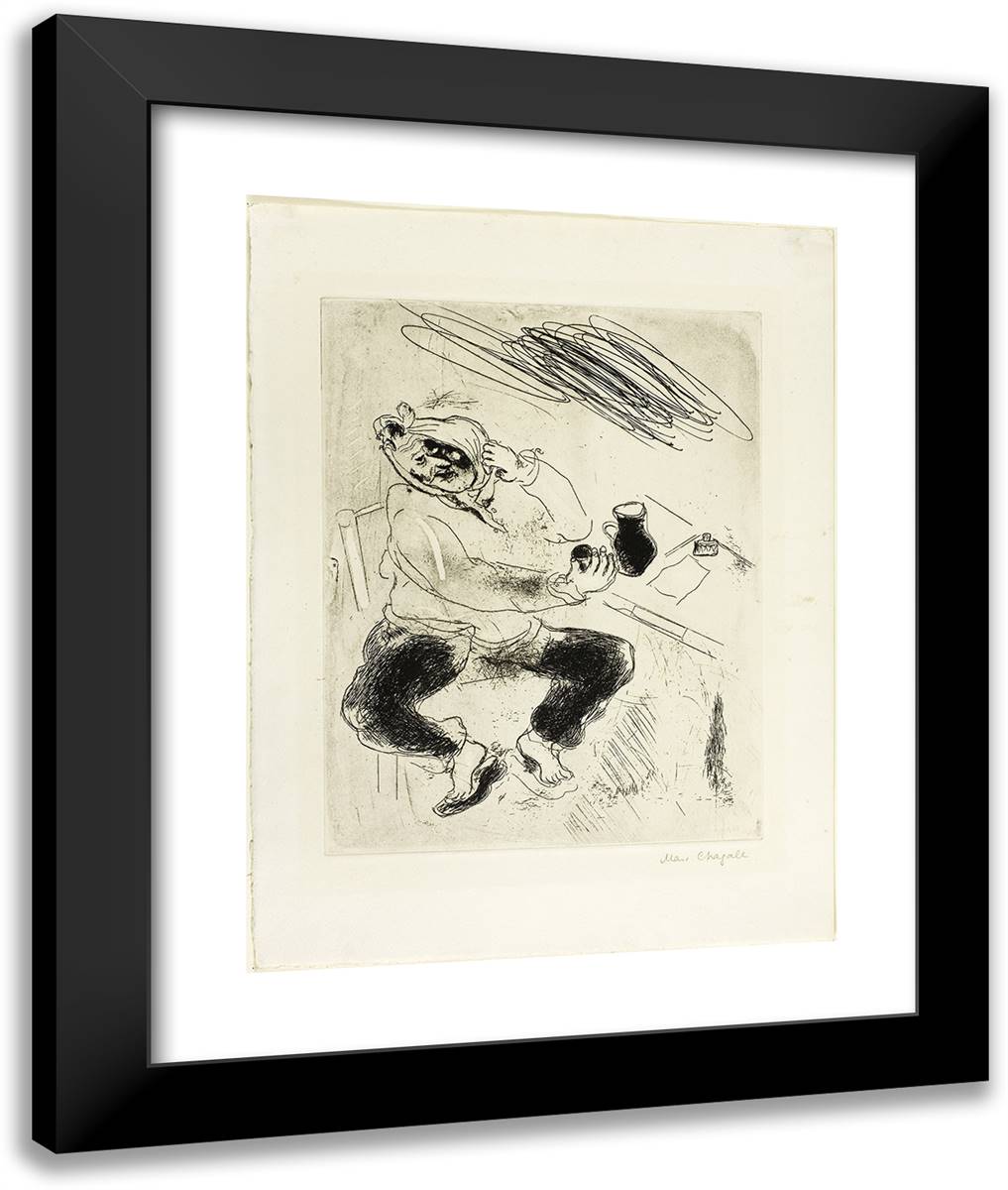 Plate 85, from Dead Souls 20x24 Black Modern Wood Framed Art Print Poster by Chagall, Marc