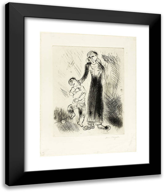 Plate 91, from Dead Souls 20x24 Black Modern Wood Framed Art Print Poster by Chagall, Marc