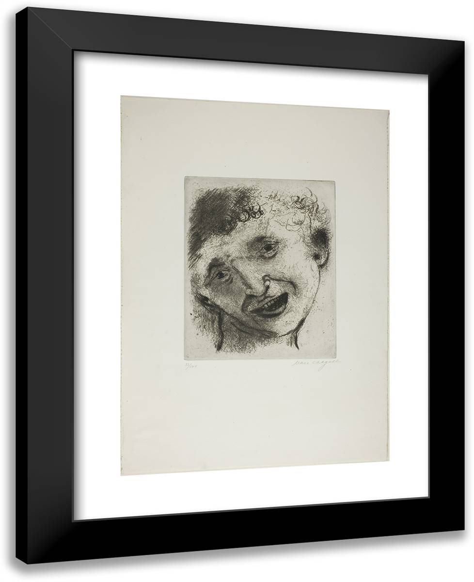 Self-Portrait, Smiling 19x24 Black Modern Wood Framed Art Print Poster by Chagall, Marc