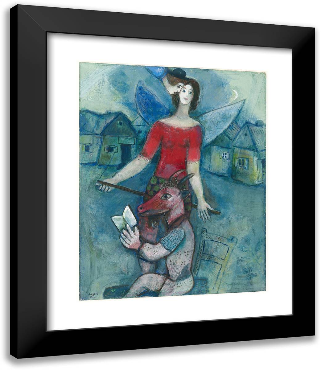 The Angel and the Reader 20x23 Black Modern Wood Framed Art Print Poster by Chagall, Marc