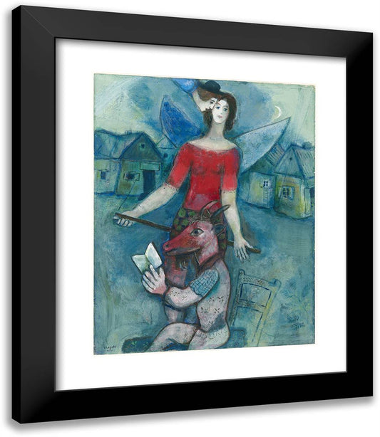 The Angel and the Reader 20x23 Black Modern Wood Framed Art Print Poster by Chagall, Marc