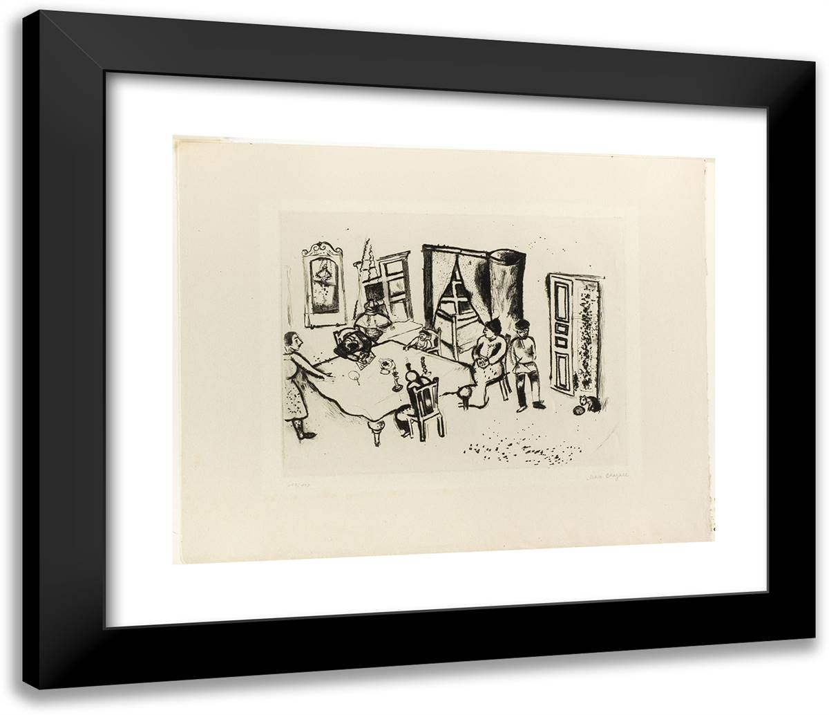 The Dining Room, Plate Ten from Mein Leben 23x20 Black Modern Wood Framed Art Print Poster by Chagall, Marc