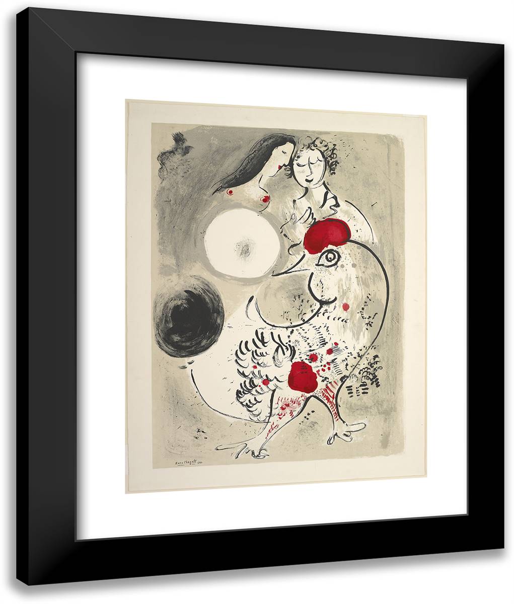 The Grey Cock 20x24 Black Modern Wood Framed Art Print Poster by Chagall, Marc