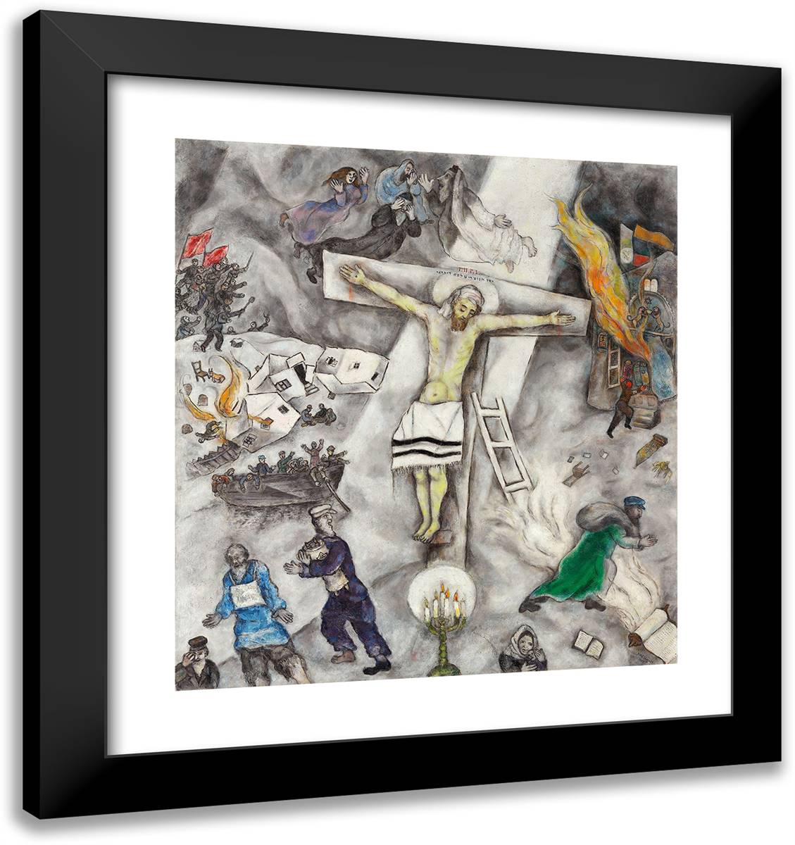 White Crucifixion 20x21 Black Modern Wood Framed Art Print Poster by Chagall, Marc