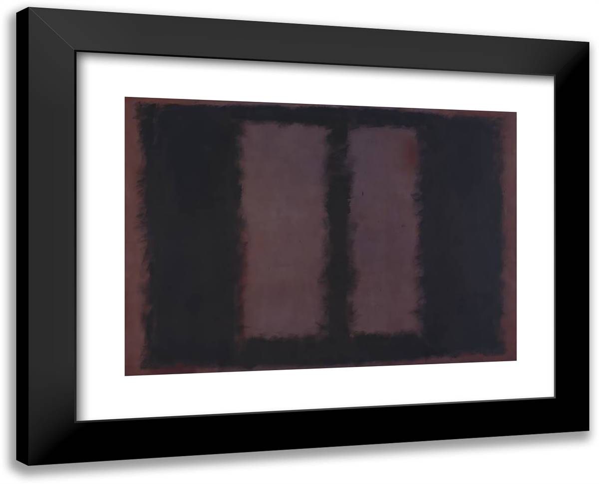 Black on Maroon 24x19 Black Modern Wood Framed Art Print Poster by Rothko, Mark