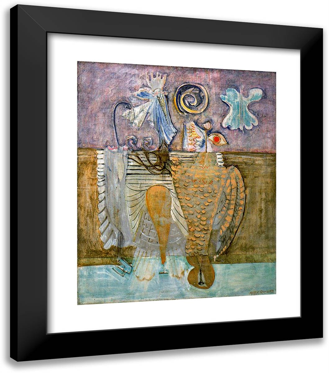 Hierarchical Birds 20x23 Black Modern Wood Framed Art Print Poster by Rothko, Mark